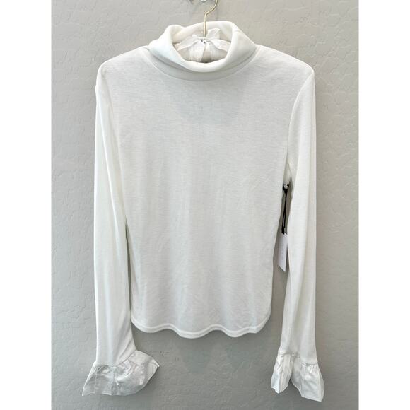 ASTR | White Ruffle Cuff Mock Neck Long Sleeve Top NWT | Size Medium - Picture 1 of 7